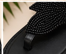 Lakay Noir Beaded Sandals
