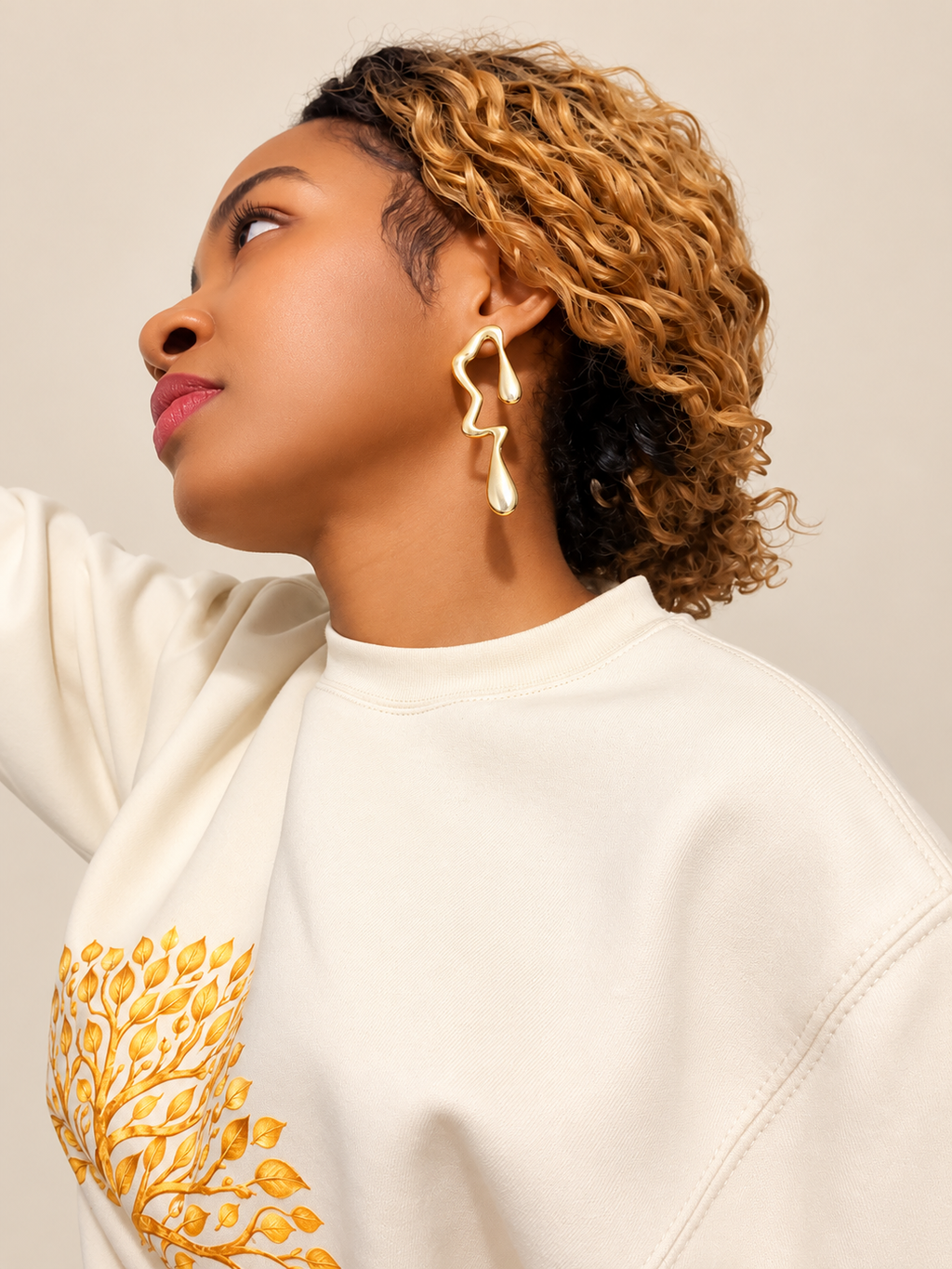 Lumière ( Light) Sculptural Gold-Tone Statement Earrings