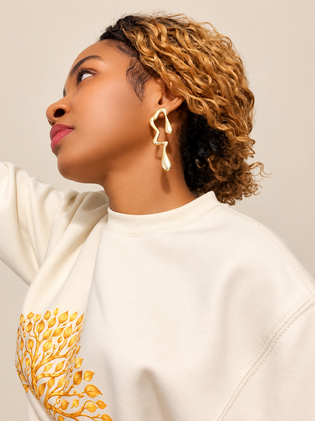 Lumière ( Light) Sculptural Gold-Tone Statement Earrings