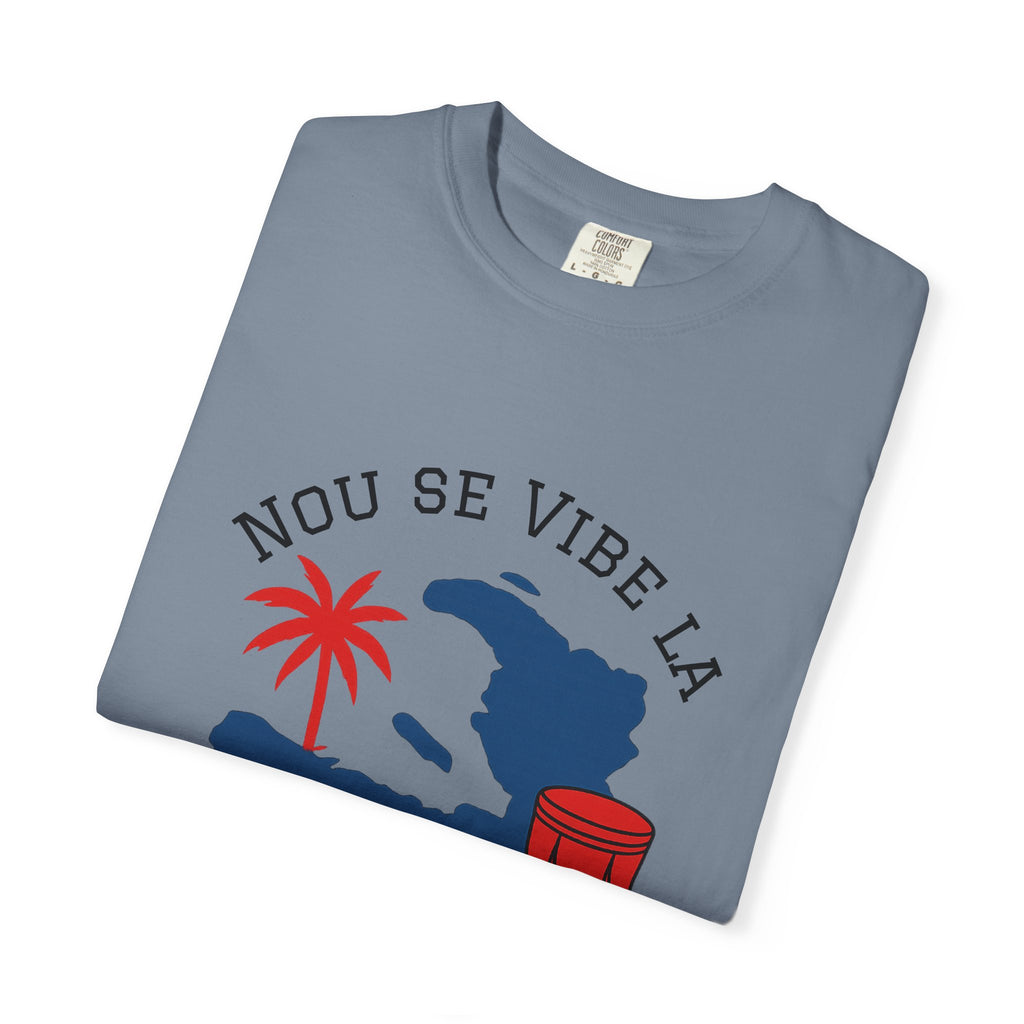 Nou Se Vibe La Haiti T-Shirt — Haitian Map, Palm & Drum Tee