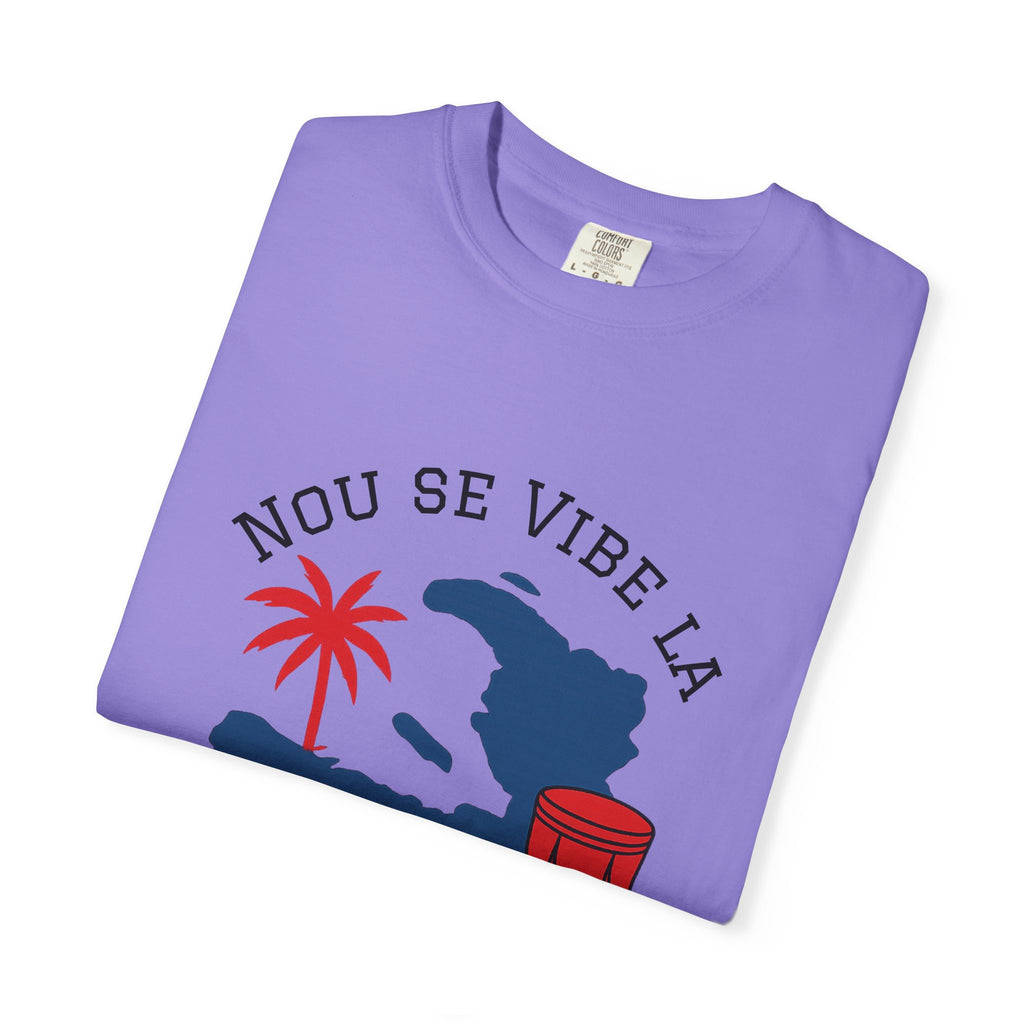 Nou Se Vibe La Haiti T-Shirt — Haitian Map, Palm & Drum Tee