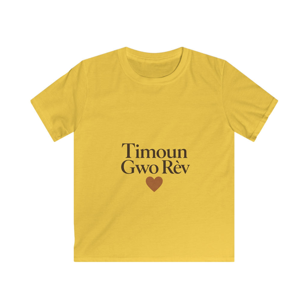 Kids Tee — "Timoun Gwo Rèv" Heart Graphic (Haitian Creole Dream)