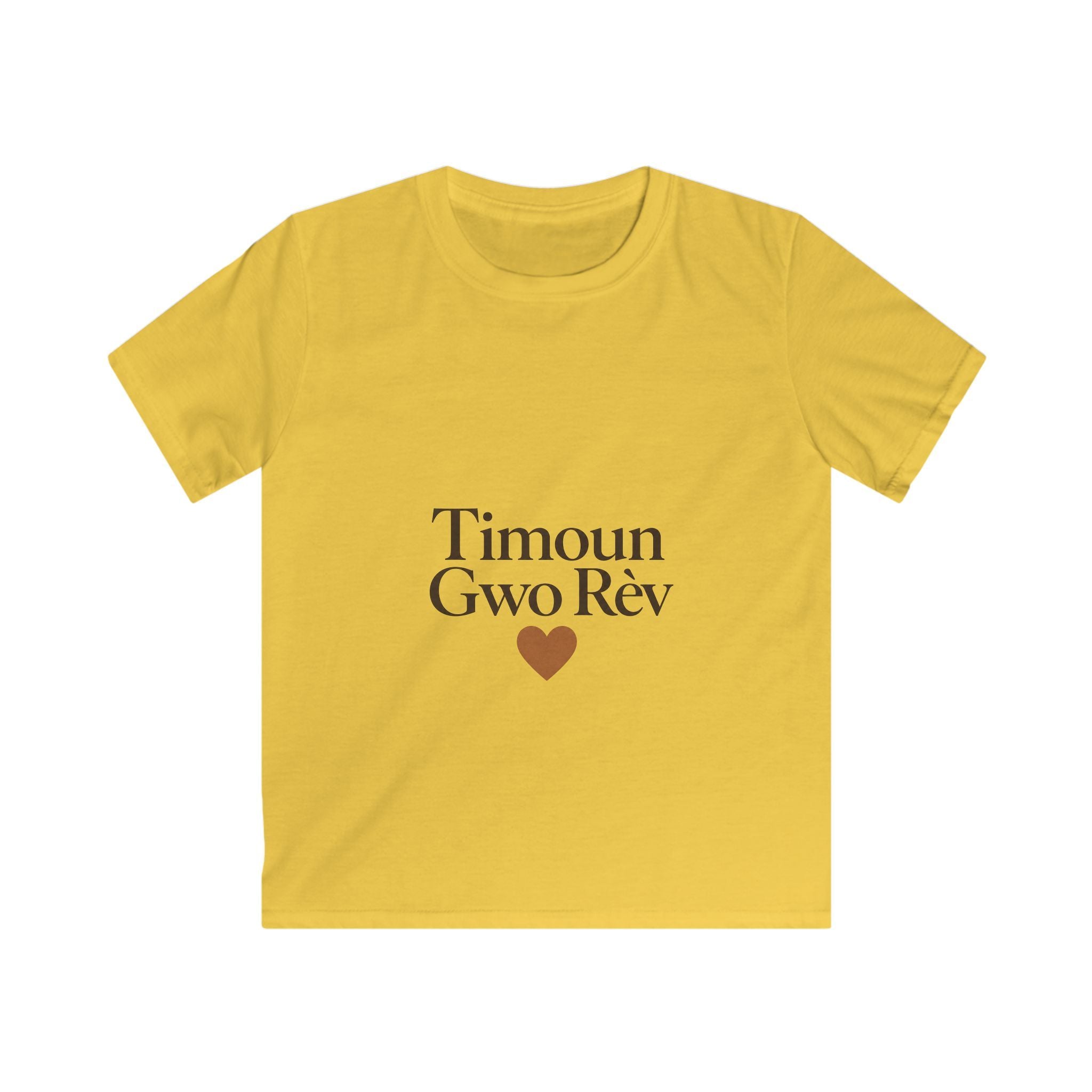 Kids Tee — "Timoun Gwo Rèv" Heart Graphic (Haitian Creole Dream)