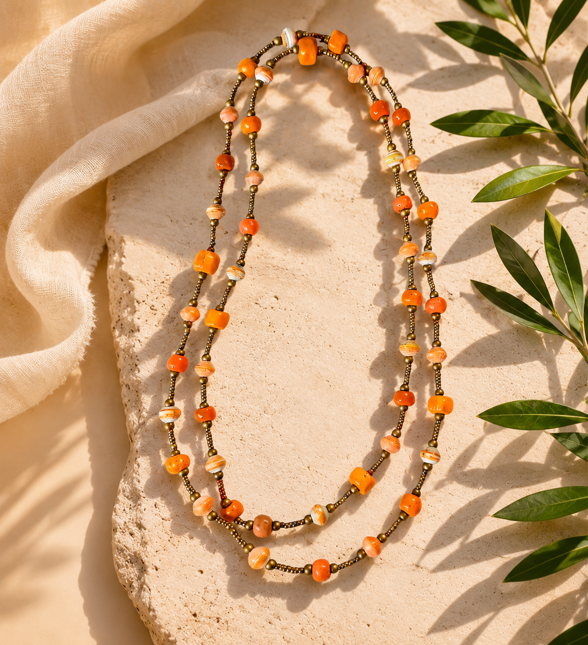 Sunset Glow Beaded Necklace