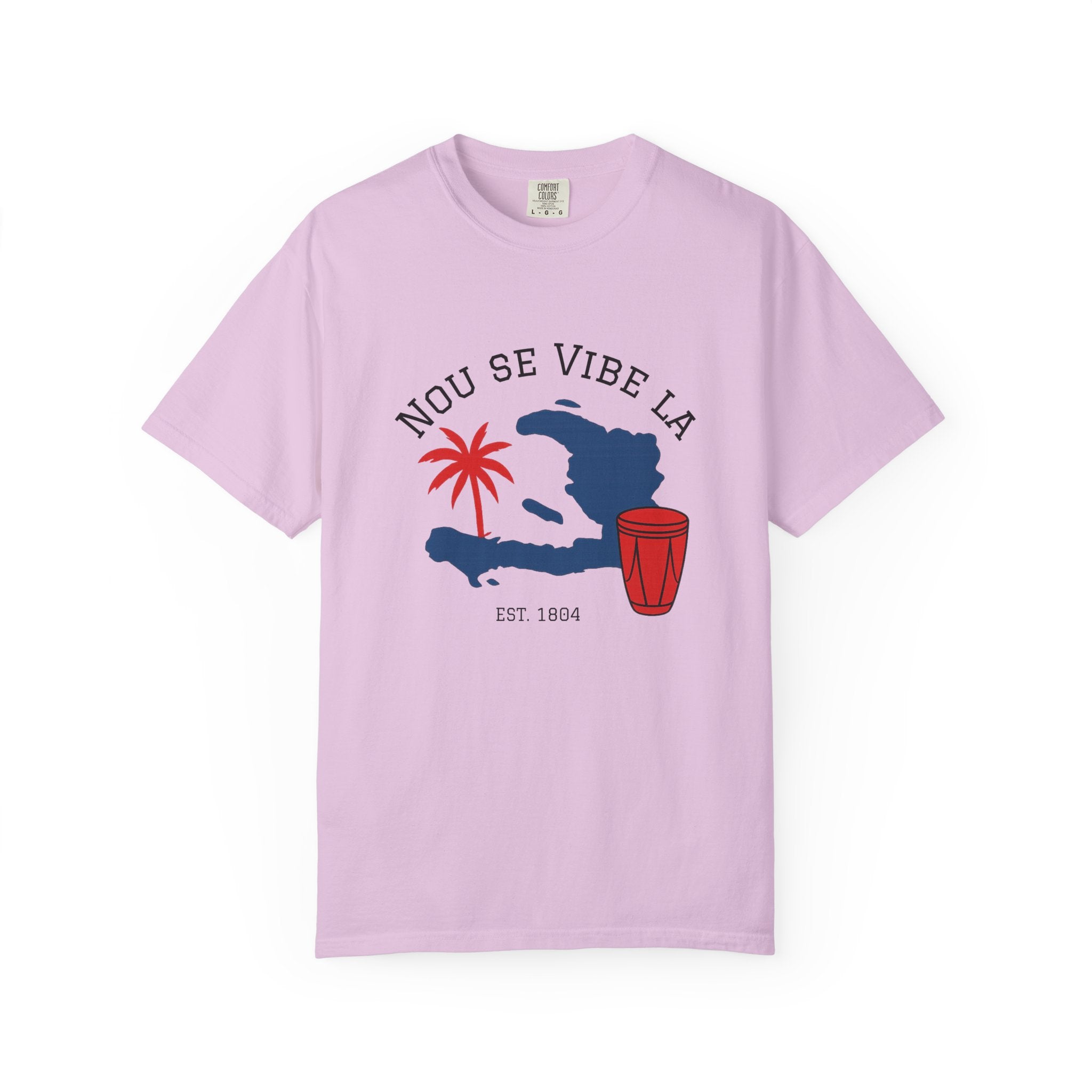 Nou Se Vibe La Haiti T-Shirt — Haitian Map, Palm & Drum Tee