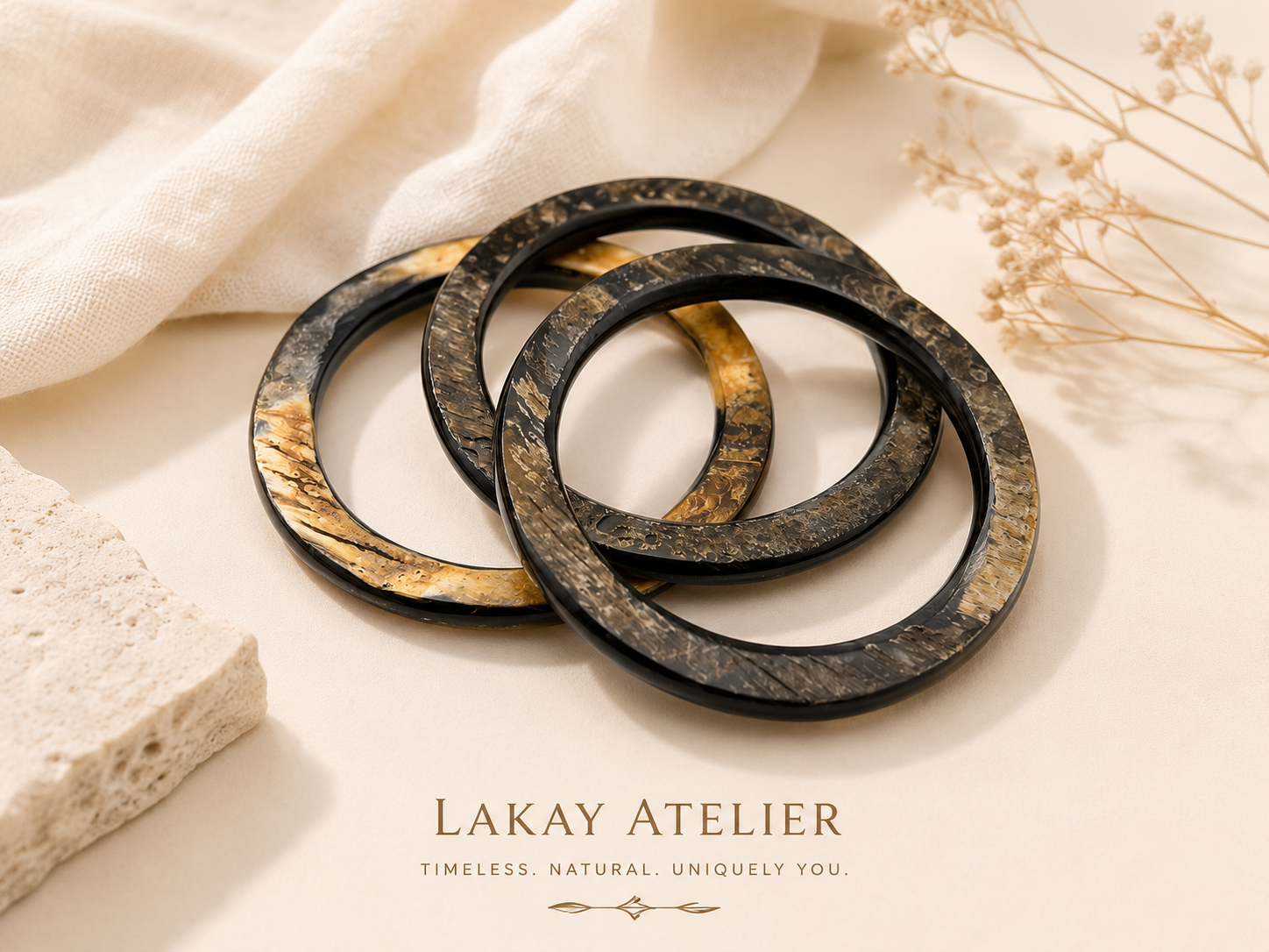 Midnight Marble Horn Bangles ( Sold Separately)