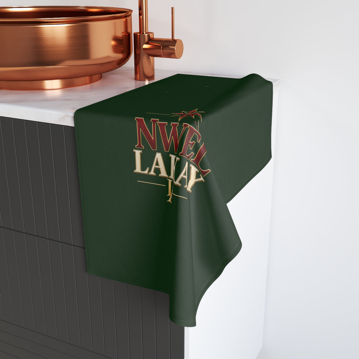 Nwèl Lakay Christmas Hand Towels – Green, Set of 2
