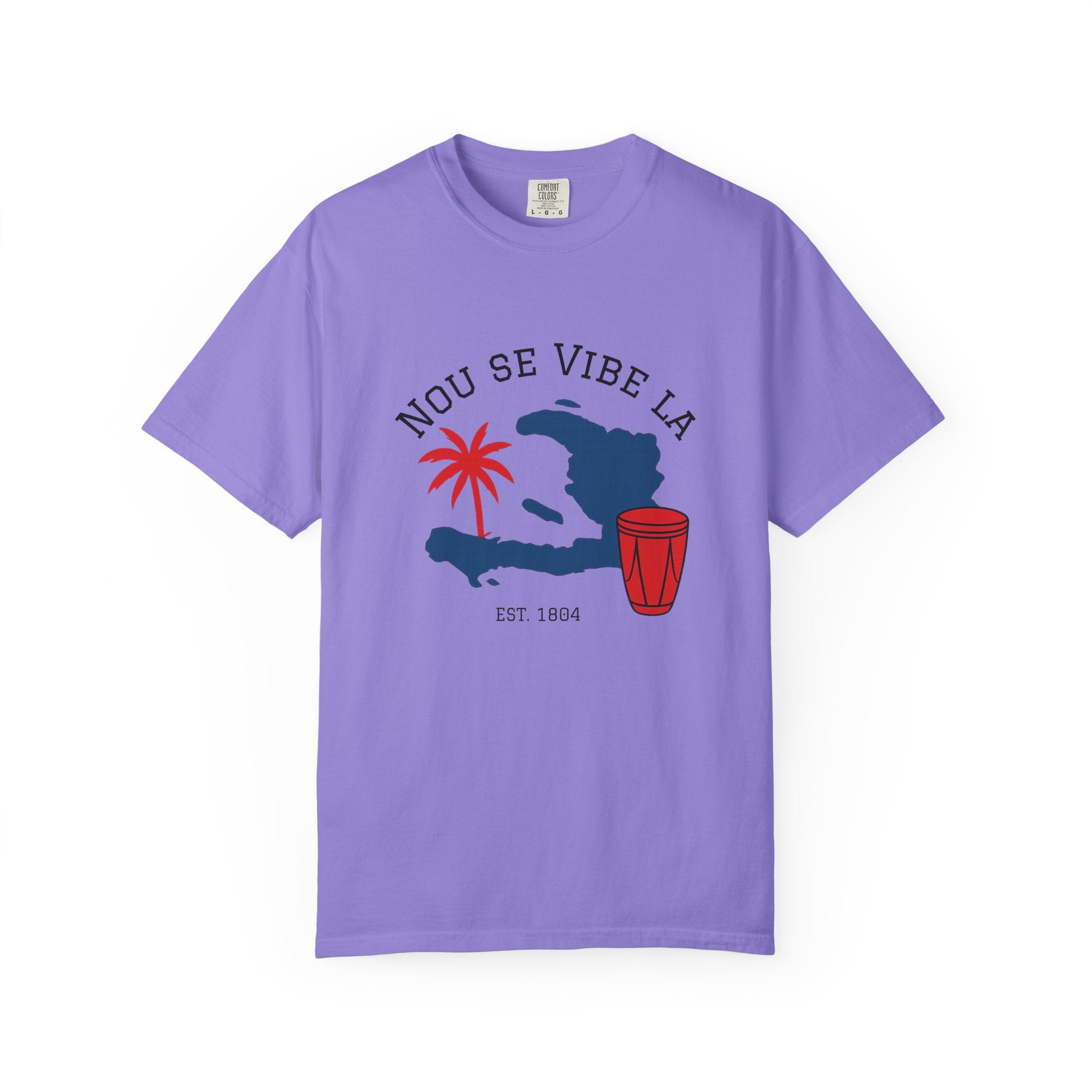 Nou Se Vibe La Haiti T-Shirt — Haitian Map, Palm & Drum Tee