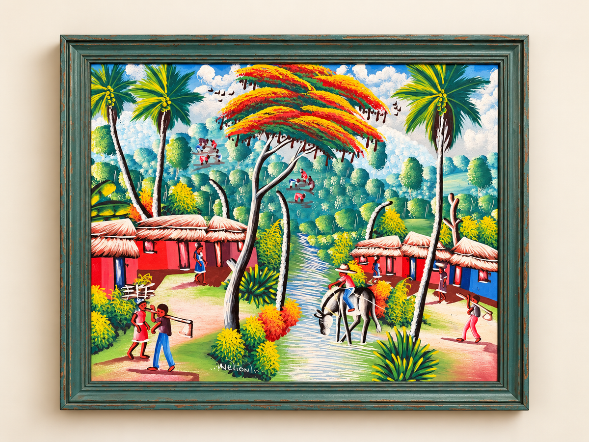 Haïti en Couleurs | Vintage Haitian Folk-Art Style Painting