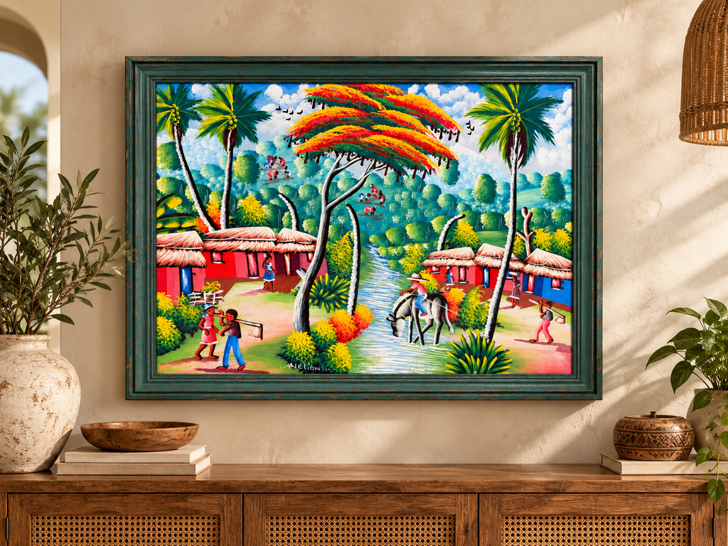Haïti en Couleurs | Vintage Haitian Folk-Art Style Painting