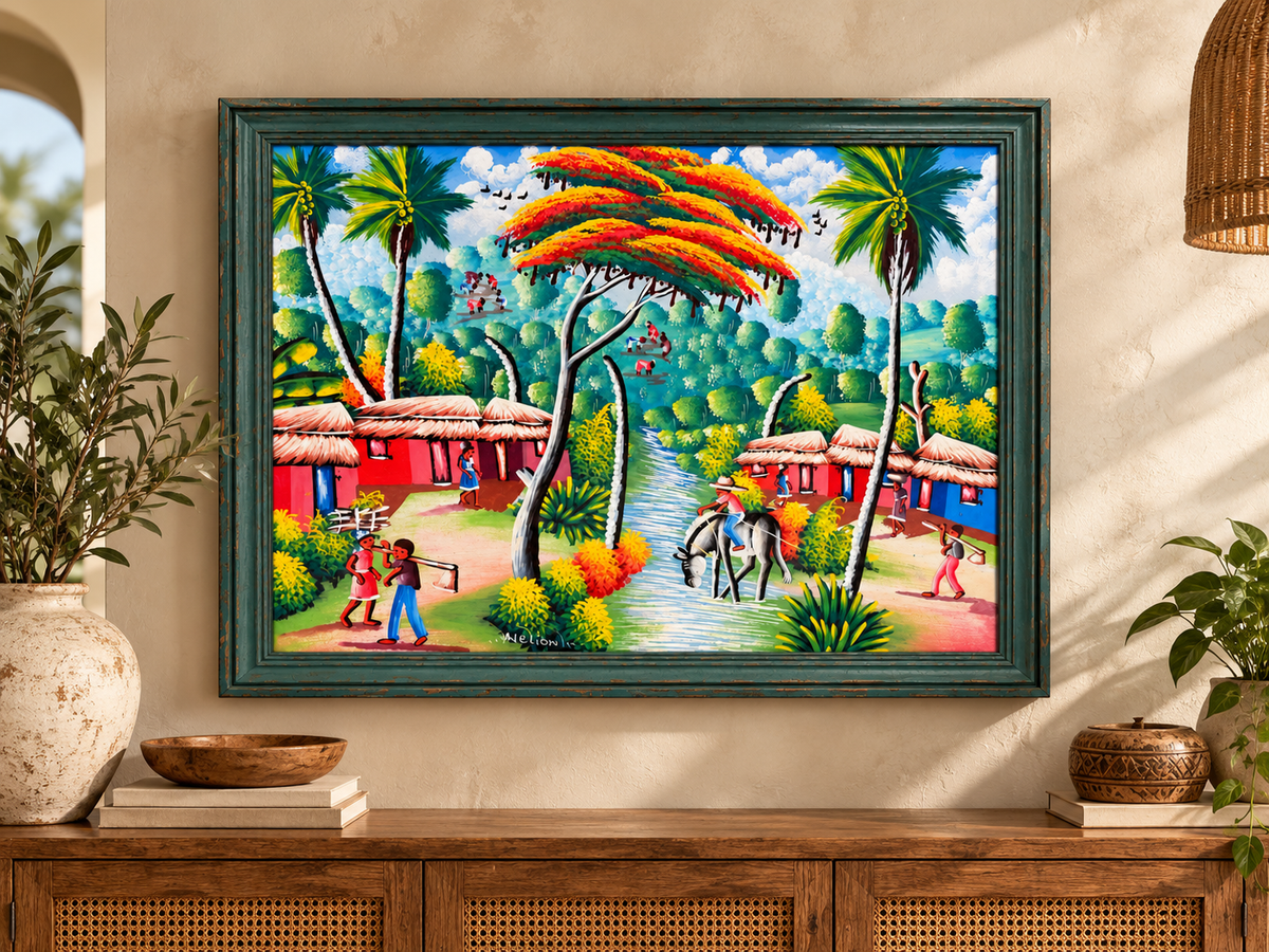 Haïti en Couleurs | Vintage Haitian Folk-Art Style Painting