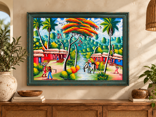 Haïti en Couleurs | Vintage Haitian Folk-Art Style Painting