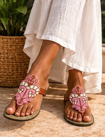 Lakay Rosée Beaded Sandals