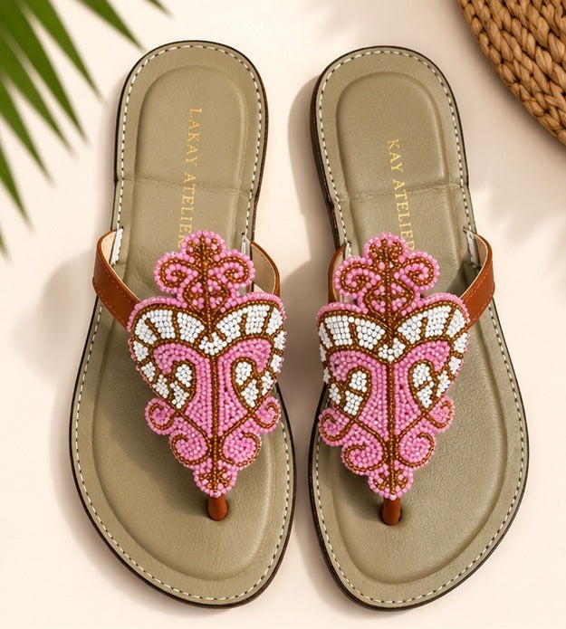 Lakay Rosée Beaded Sandals