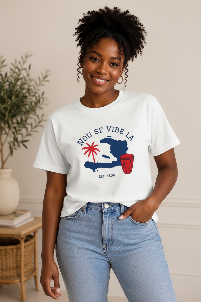 Nou Se Vibe La White Tee Mockup
